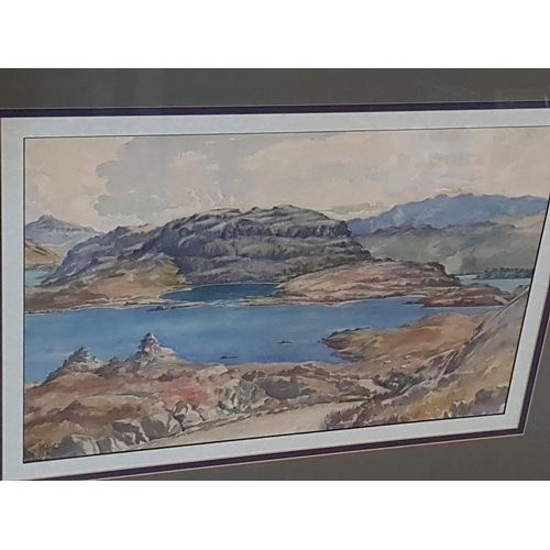 120A - Water Colour Autumnal Mountain Landscape in Frame, Signed (82.5cm x 65cm)