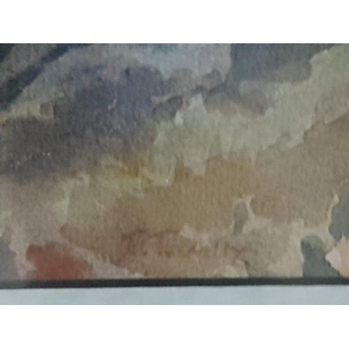 120A - Water Colour Autumnal Mountain Landscape in Frame, Signed (82.5cm x 65cm)