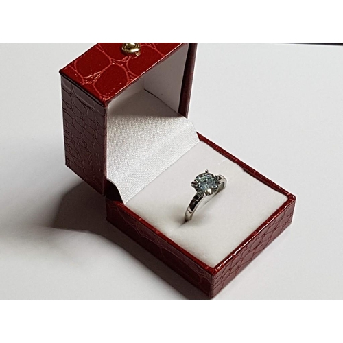 117A - Silver Colour / White Metal Ring with Round Clear Stone (Ice White Colour) Size P (16)