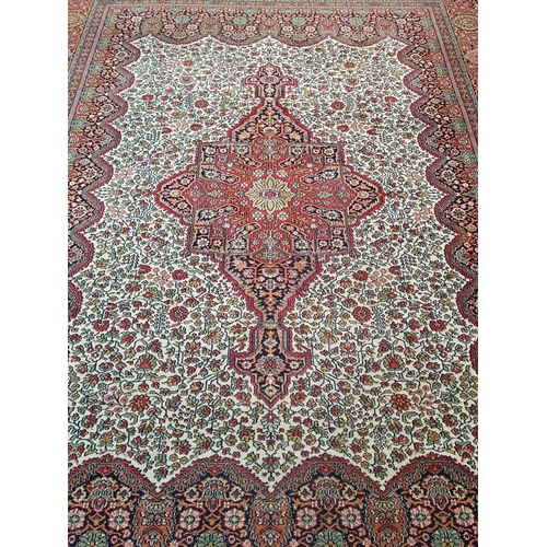 107 - Large Carpet with Oriental Pattern and Red / Blue / White Colours (250cm x 340cm)