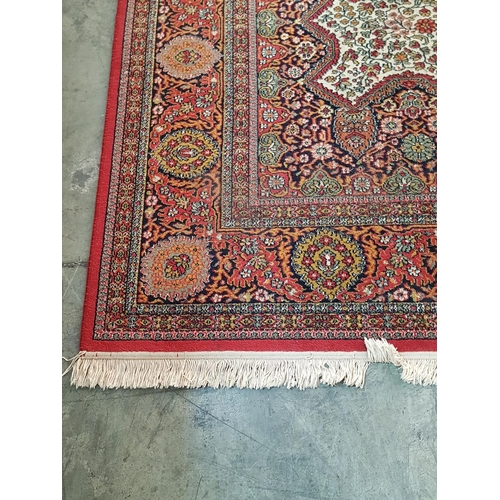 107 - Large Carpet with Oriental Pattern and Red / Blue / White Colours (250cm x 340cm)