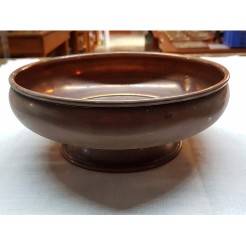124 - Vintage Style Traditional Mediterranean Copper Dish (Ø23cm) and Tray with Decorative Brass Handles (... 