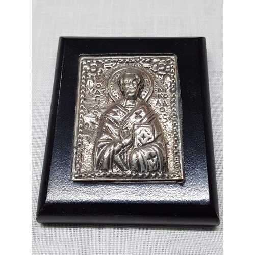 127 - Holly Image Made of Silver (.925) with Depicts of Traditional Hapiography (2 x Mini Icons 6.5cm x 7c... 