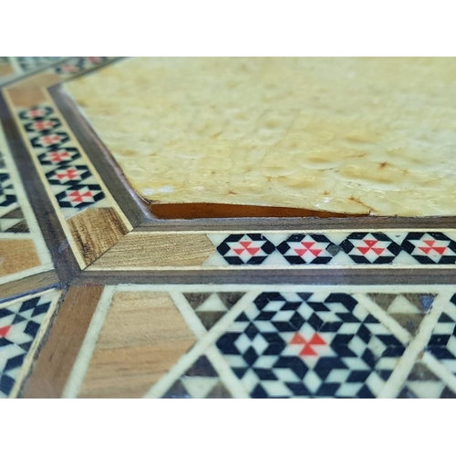 130 - Hexagonal Wooden Decorative Box (29cm x 29cm x 6cm) (A/F)