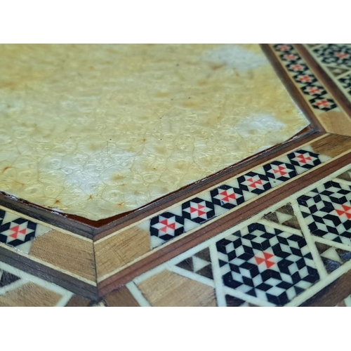130 - Hexagonal Wooden Decorative Box (29cm x 29cm x 6cm) (A/F)