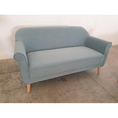 101 - Pale Green Fabric 3 - Seater and 2 - Seater Sofas Over Light Wood Legs (2) (170cm x 80cm & 140cm x 8... 