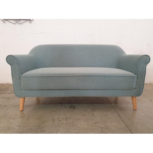 101 - Pale Green Fabric 3 - Seater and 2 - Seater Sofas Over Light Wood Legs (2) (170cm x 80cm & 140cm x 8... 
