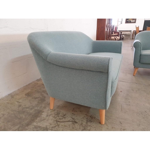 101 - Pale Green Fabric 3 - Seater and 2 - Seater Sofas Over Light Wood Legs (2) (170cm x 80cm & 140cm x 8... 