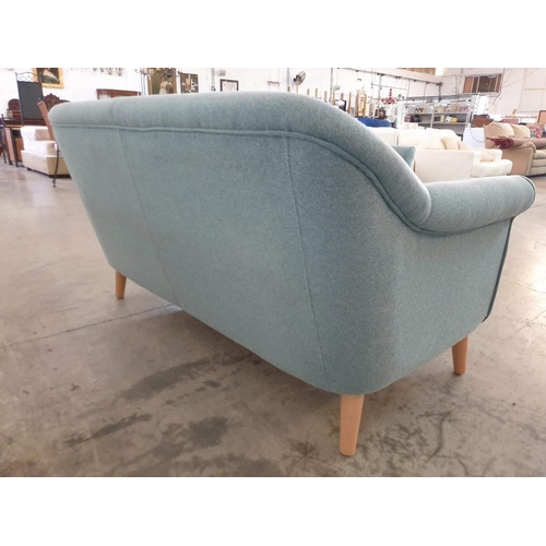 101 - Pale Green Fabric 3 - Seater and 2 - Seater Sofas Over Light Wood Legs (2) (170cm x 80cm & 140cm x 8... 