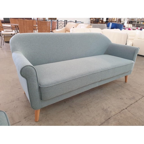 101 - Pale Green Fabric 3 - Seater and 2 - Seater Sofas Over Light Wood Legs (2) (170cm x 80cm & 140cm x 8... 