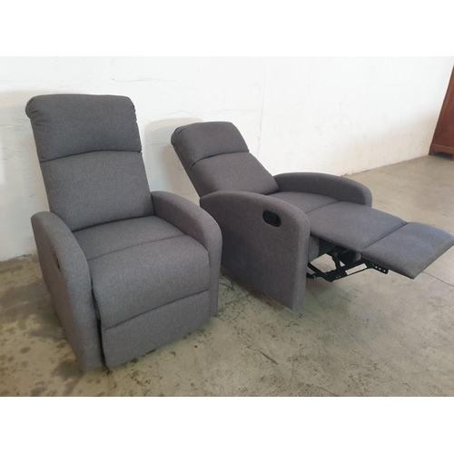 102 - Pair of Grey Fabric Reclining Armchairs (2)