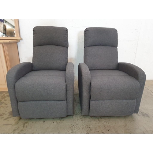 102 - Pair of Grey Fabric Reclining Armchairs (2)
