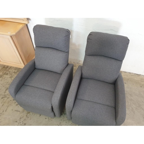 102 - Pair of Grey Fabric Reclining Armchairs (2)