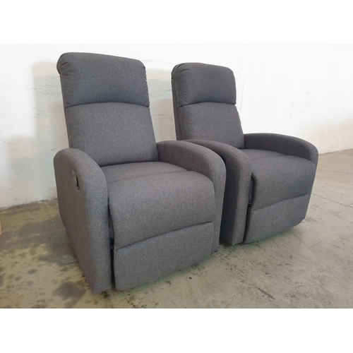103 - Pair of Grey Fabric Reclining Armchairs (2)