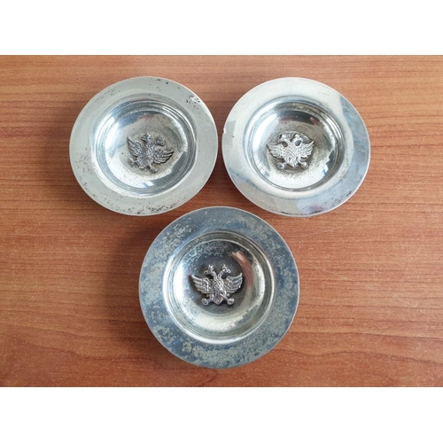 125 - Set of 3 x Matching Silver (830) Dshes (Ø8cm) with 2 - Heads Eagle, Maker 