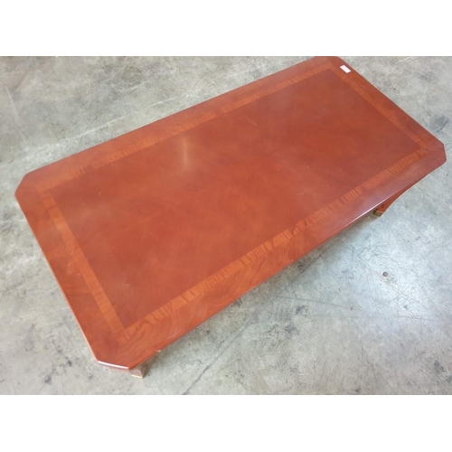 133 - Classical Style Rectangular Coffee Table with Inlaid Top and Carved Sides (122cm x 61cm x 40cm)