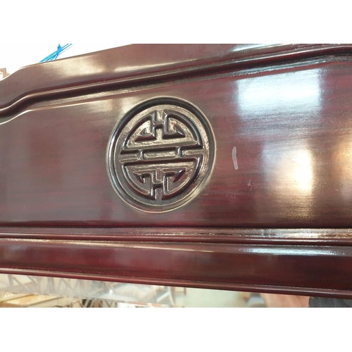 142 - Black Lacquered Chinese Drum Table with Drawer, Turned Tripod Leg and Inlaid Mother of Pearl Effect ... 
