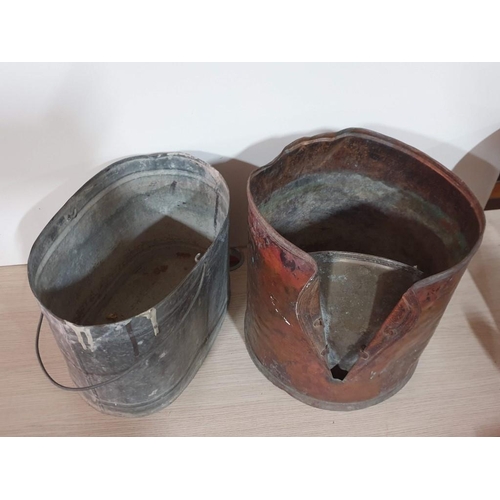 110B - 2 x Metal Buckets / Bins One with Carrying Handle; One Part Opened Like a 