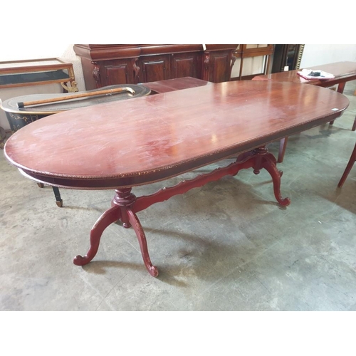 106A - Vintage Dark Wood Oval Double Pedestal Dinning Table (209cm x 101cm)