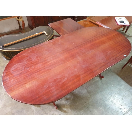 106A - Vintage Dark Wood Oval Double Pedestal Dinning Table (209cm x 101cm)