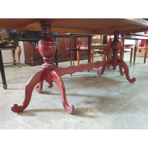 106A - Vintage Dark Wood Oval Double Pedestal Dinning Table (209cm x 101cm)