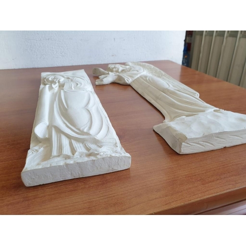 132 - Plaster Case Praying Madonna (45cm) and Blassing Angel (52cm) (2)