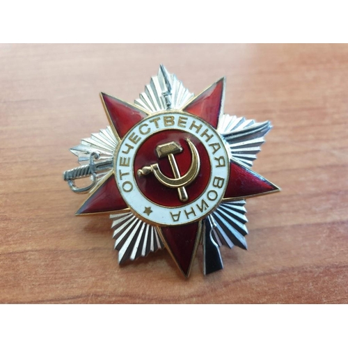 139 - Russian USSR Order of Patriotic War Medal with Certificate