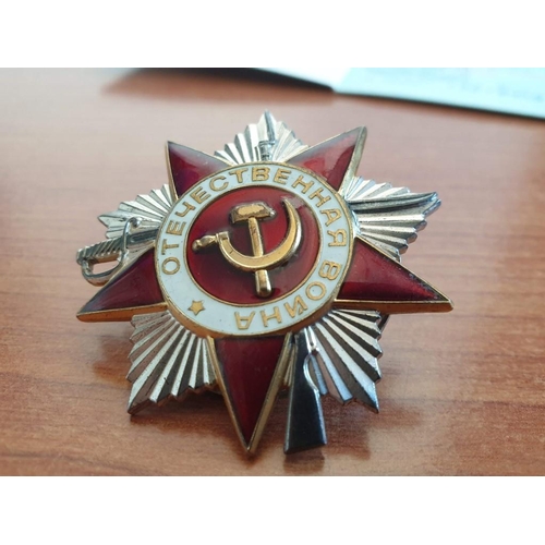 139 - Russian USSR Order of Patriotic War Medal with Certificate