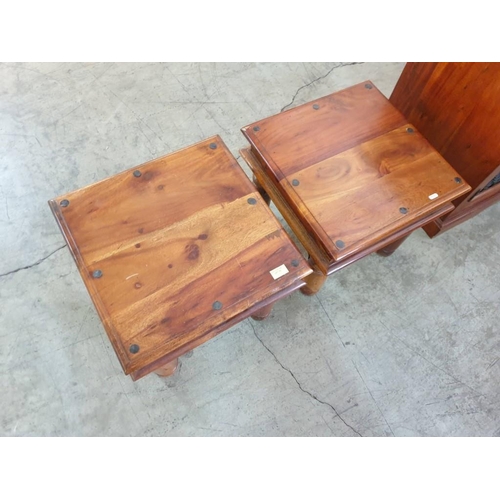 152 - Pair of Solid Wood Mexican Style Side Tables (45cm x 45cm x 40cm) (2)