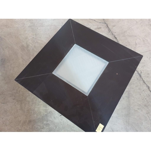 153 - Black Colour Square Side Table with Inset Glass Top (50cm x 50cm x 40cm)