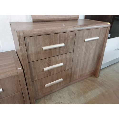 155 - Grey Ash Colour Wood Effect Unit with Cupboard and 3 - Drawers with Matching Mirror Over and 2 - Dra... 