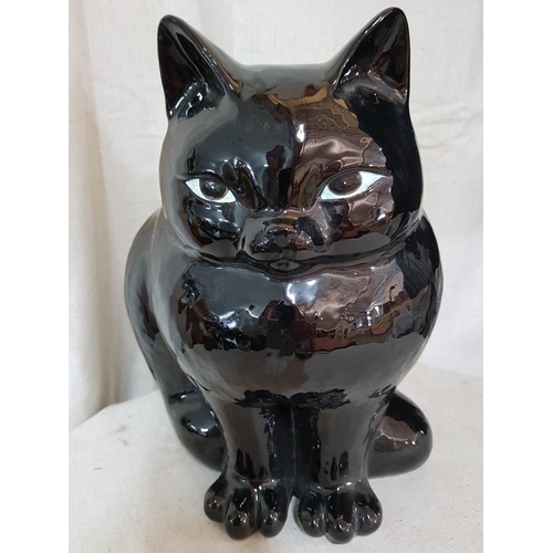 202 - Large Ceramic Figurine of Black Cat for Good Luck (H:32cm)