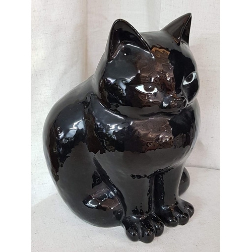 202 - Large Ceramic Figurine of Black Cat for Good Luck (H:32cm)