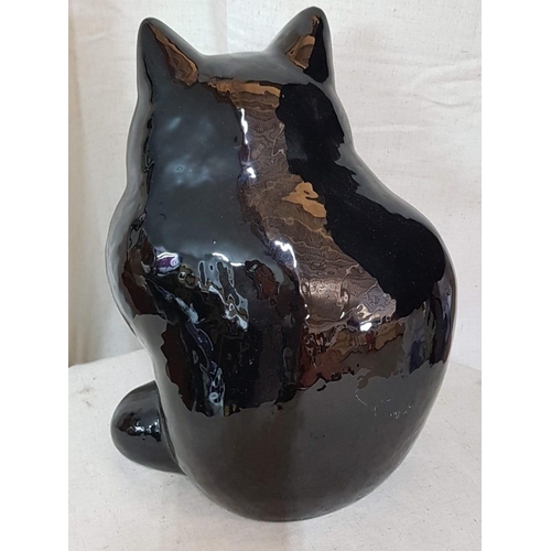 202 - Large Ceramic Figurine of Black Cat for Good Luck (H:32cm)