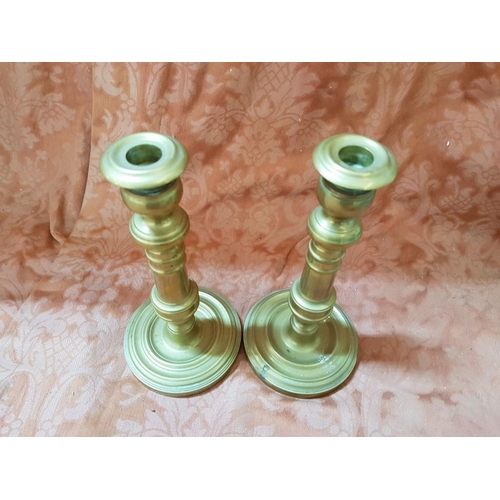 205 - Pair of Vintage Style Brass Candle Sticks (H:25cm each)