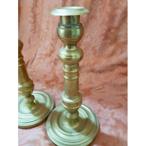 205 - Pair of Vintage Style Brass Candle Sticks (H:25cm each)