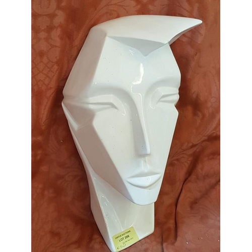 208 - Reducta London Wall Sculpture Bust Art Deco Lindsey Style 1980's White Ceramic Ornament (H:33cm)