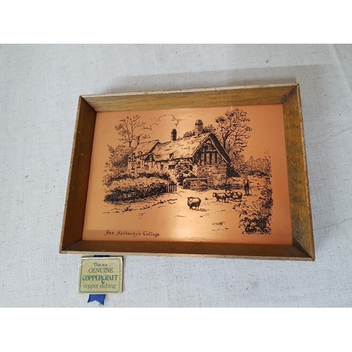 210 - Anna Hathaway Cottage Copper Etching (22cm x 16cm) in Wooden Frame