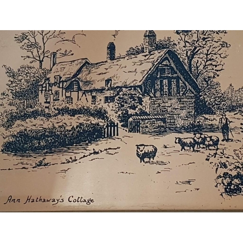 210 - Anna Hathaway Cottage Copper Etching (22cm x 16cm) in Wooden Frame