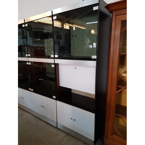 222 - Old Fashion Wall Unit  Silver / Black Glass / White (70cm 44cm x 194.5cm)