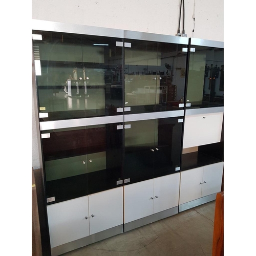 222 - Old Fashion Wall Unit  Silver / Black Glass / White (70cm 44cm x 194.5cm)