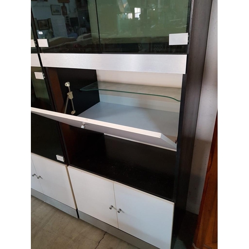 222 - Old Fashion Wall Unit  Silver / Black Glass / White (70cm 44cm x 194.5cm)