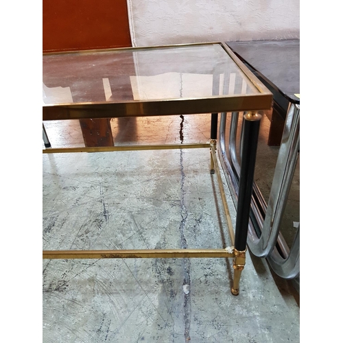 232 - Rectangular Coffee Table Metal (Black/Gold Colour) and Glass Top (49cm x 104.5cm x 41cm)