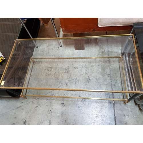 232 - Rectangular Coffee Table Metal (Black/Gold Colour) and Glass Top (49cm x 104.5cm x 41cm)