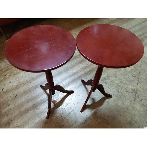 320 - Small (Ø50cm x H:66.5cm) Round Dark Brown Occasional Table on Tripod Leg and pair of Matching Side T... 