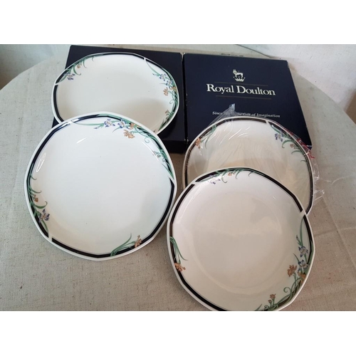 40 - Juno Royal Doulton Porcelain 4 x Side Plates (2 x Boxes, 2 x Plates Ø16cm each) and Open Sugar Bowl ... 