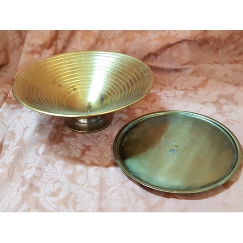 402 - Brass Decorative Bowl on Legs (Ø26cm x H:10cm and Brass Effect Tray / Holder Ø22cm) (Ikea)