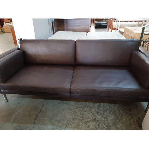 407 - Dark Brown Leather Effect 2 - Seater Sofa