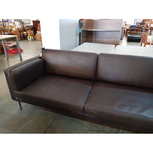 407 - Dark Brown Leather Effect 2 - Seater Sofa