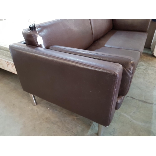 407 - Dark Brown Leather Effect 2 - Seater Sofa